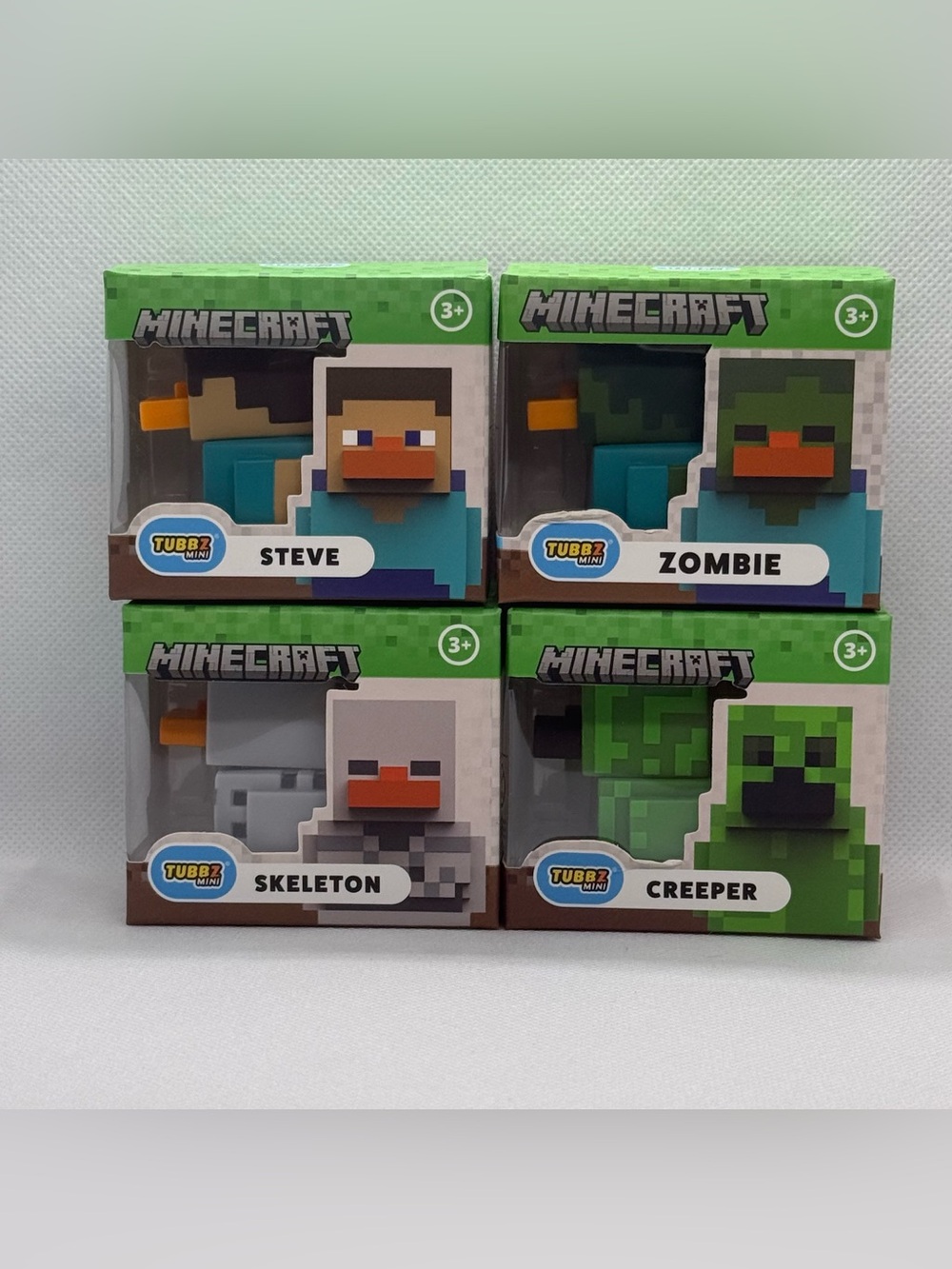 Minecraft Tubbz Mini Ducks - Steve, Zombie, Skeleton, Creeper, NIB complete set